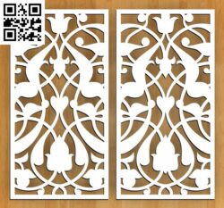 Design of laser cut floral screen G0000189 file cdr and dxf free vector download for CNC cut