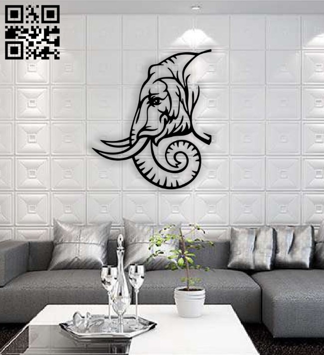 Elephant head wall decor E0016428 file pdf free vector download for Laser cut Plasma