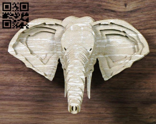 Elephants head E0016497 file pdf free vector download for laser cut
