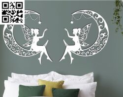 Fairy on the moon G0000244 file cdr and dxf free vector download for CNC cut