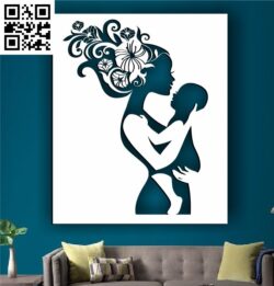 Floral Mother and child G0000225 free vector download for CNC cut