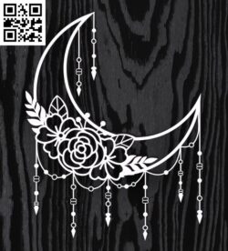 Flowers with the moon E0016509 file pdf free vector download for laser cut
