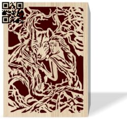 Girl and wolf E0016489 file pdf free vector download for laser engraving machine