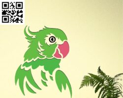 Green parrot head G0000367 file cdr and dxf free vector download for CNC cut