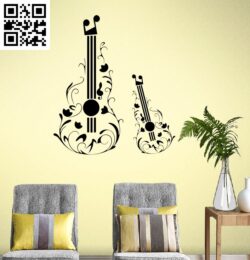 Guitar Tattoo Design G0000470 file cdr and dxf free vector download for CNC cut