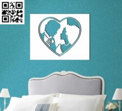Heart with the bride and groom G0000245 file cdr and dxf free vector download for CNC cut