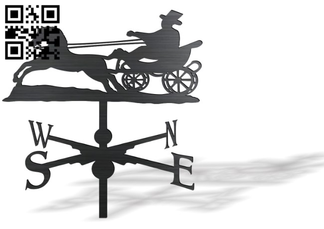 Horse wagon weather vane E0016517 file pdf free vector download for laser cut plasma