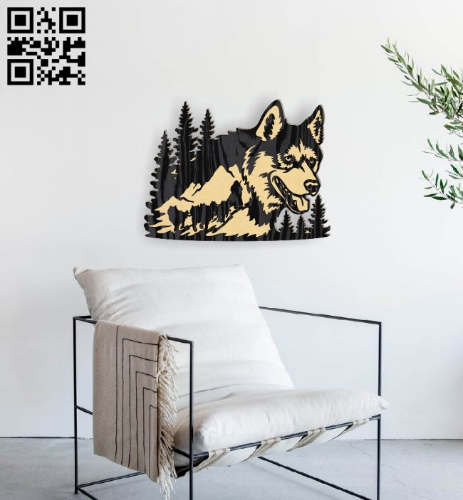 Husky dog wall decor E0016505 file pdf free vector download for laser cut plasma