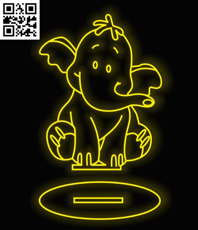 Illusion led lamp Elephant E0016457 file pdf free vector download for laser engraving machine