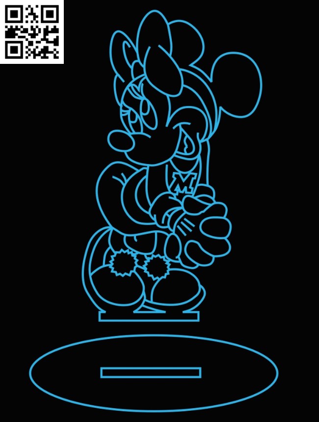Illusion led lamp Minnie E0016460 file pdf free vector download for laser engraving machine