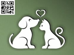 Kittens and puppies murals G0000302 file cdr and dxf free vector download for CNC cut