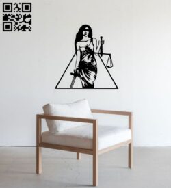 Lady Justice wall decor E0016432 file pdf free vector download for Laser cut Plasma
