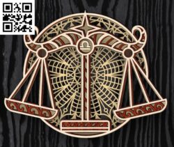 Layered Libra zodiac E0016612 file cdr and dxf free vector download for laser cut