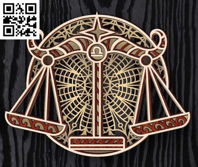 Layerd Libra zodiac E0016612 file cdr and dxf free vector download for laser cut