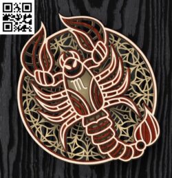 Layered Scorpius zodiac E0016609 file cdr and dxf free vector download for laser cut
