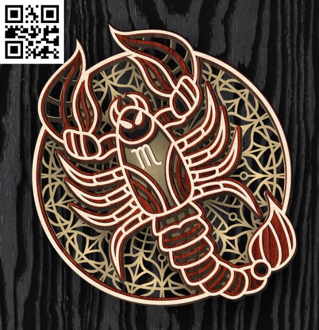 Layerd Scorpius zodiac E0016609 file cdr and dxf free vector download for laser cut
