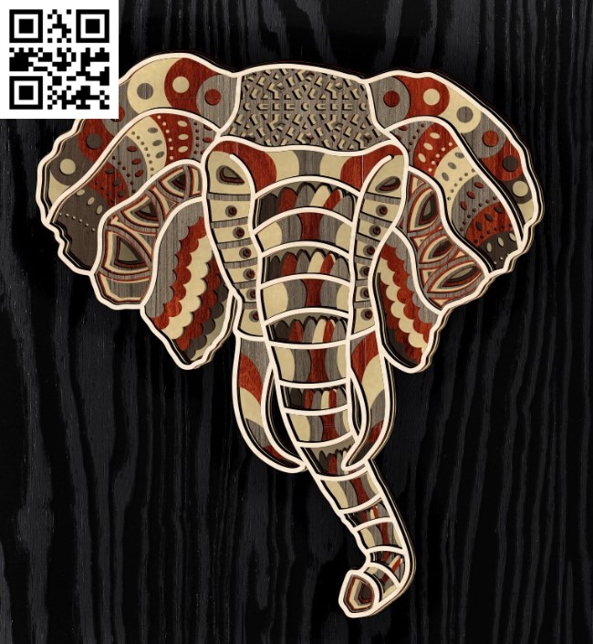 Layered elephant E0016383 file cdr and dxf free vector download for laser cut