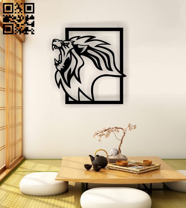 Lion panel E0016557 file pdf free vector download for laser cut plasma