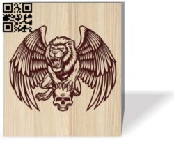 Lion with skull E0016521 file pdf free vector download for laser engraving machine