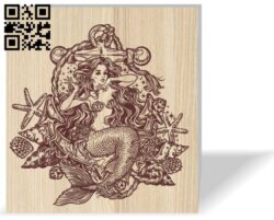 Mermaid E0016594 file pd free vector download for laser engraving machine