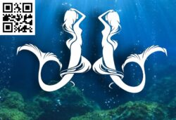 Mermaid  silhouette G0000457 file cdr and dxf free vector download for CNC cut