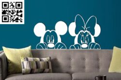 Mickey and Minnie mouse slihouette G0000446 file cdr and dxf free vector download for CNC cut