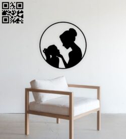 Mom and daughter wall decor E0016560 file pdf free vector download for laser cut plasma