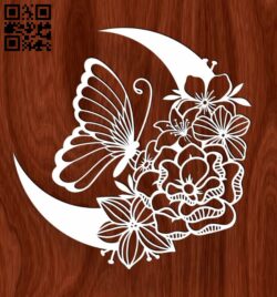 Moon with flowers E0016550 file pdf free vector download for laser cut plasma