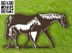 Mother horse and child G0000333 file cdr and dxf free vector download for CNC cut