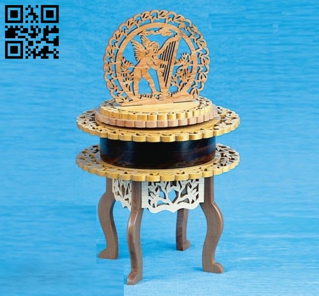 Music box with an angel E0016452 file pdf free vector download for laser cut