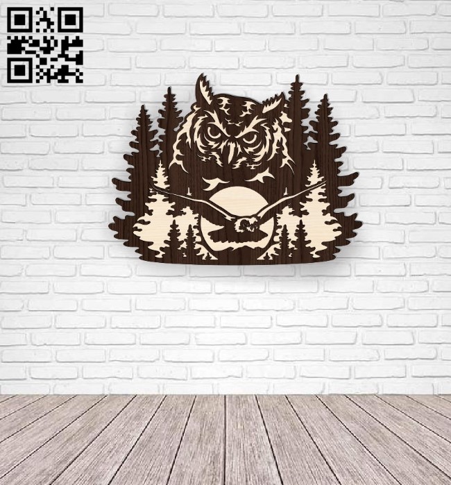 Owl wall decor E0016504 file pdf free vector download for laser cut plasma