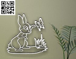 Rabbit and Butterfly G0000228 file cdr and dxf free vector download for CNC cut