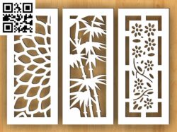 Sample baffle of flowers and bamboo G000404 file cdr and dxf free vector download for CNC cut