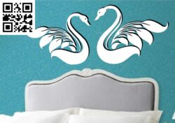 Swan couple G0000347 file cdr and dxf free vector download for CNC cut