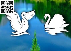 Swans silhouette B G0000331 file cdr and dxf free vector download for CNC cut
