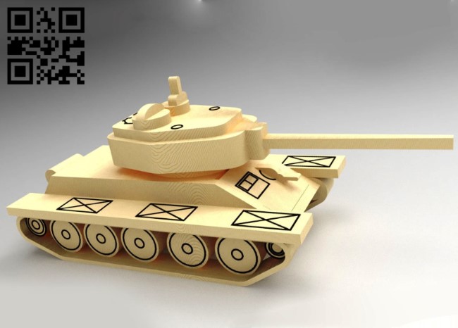 Tank t-34 3D Puzzle CU003000 file cdr and dxf free vector download for Laser cut cnc