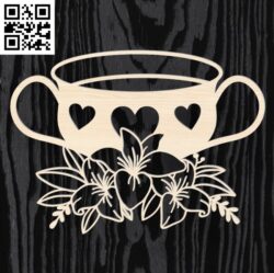 Tea with flowers E0016474 file pdf free vector download for laser cut
