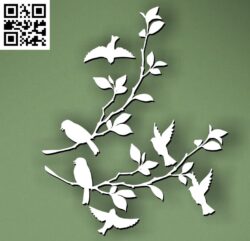 The birds with tree branches G0000361 file cdr and dxf free vector download for CNC cut