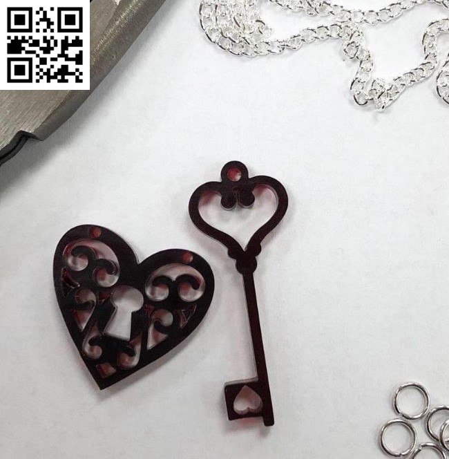 Valentine's Day necklace charm E0016551 file pdf free vector download for laser cut