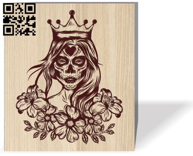 Woman skull E0016523 file pdf free vector download for laser engraving machine