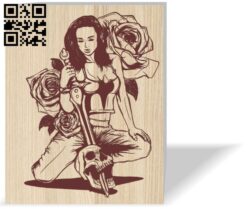 Woman warrior E0016593 file pdf free vector download for laser engraving machine
