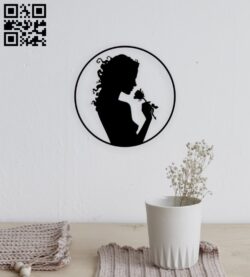 Woman with rose E0016596 file pd free vector download for laser cut plasma