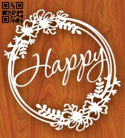 Wreath happy E0016443 file pdf free vector download for Laser cut