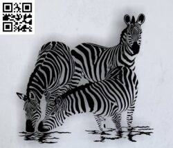 Zebra family drink water G0000311 file cdr and dxf free vector download for CNC cut