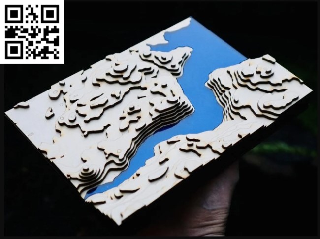 3D contour map E0016808 file cdr and dxf free vector download for laser cut