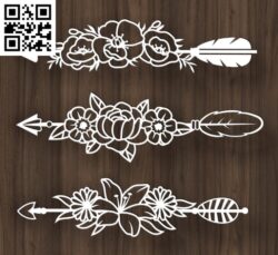 Arrows with flowers E0016789 file cdr and dxf free vector download for laser cut plasma