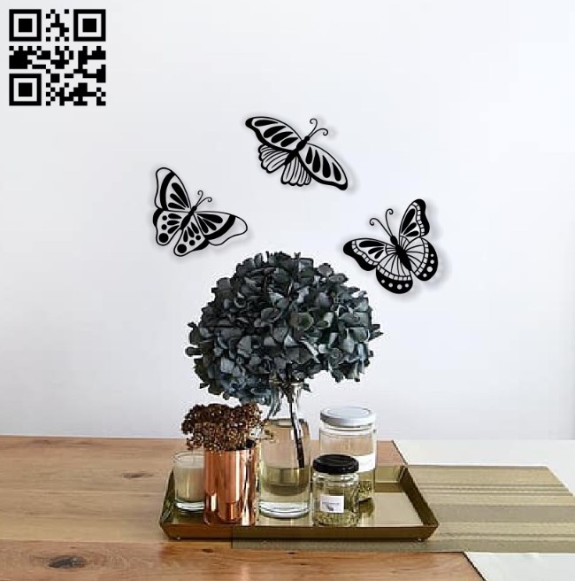 Butterflies wall decor E0016663 file cdr and dxf free vector download for laser cut plasma