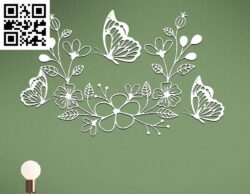 Butterfly And Flowers G0000538 file cdr and dxf free vector download for CNC cut