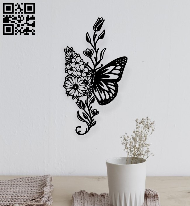 Butterfly E0016728 file pdf free vector download for laser cut plasma