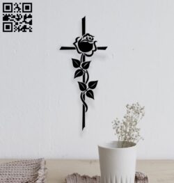 Cross with rose E0016671 file cdr and dxf free vector download for laser cut plasma